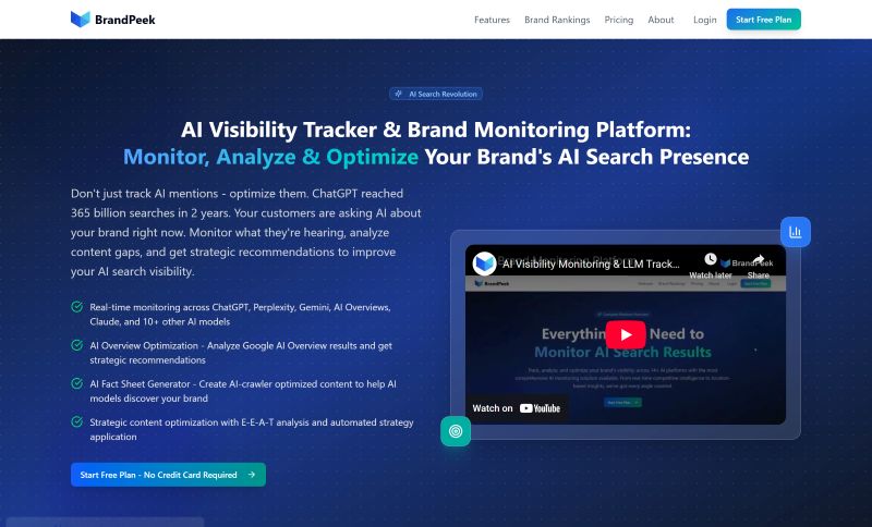 BrandPeek AI visibility tracking dashboard