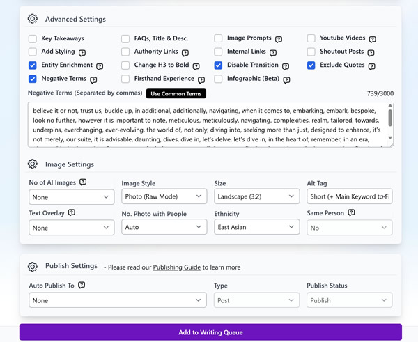 Bulk Mode step 3: Add advanced options