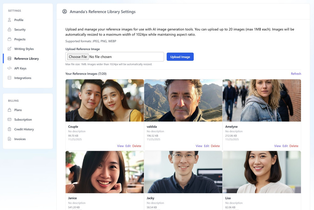 Smart Visual AI step 1: Upload your reference images