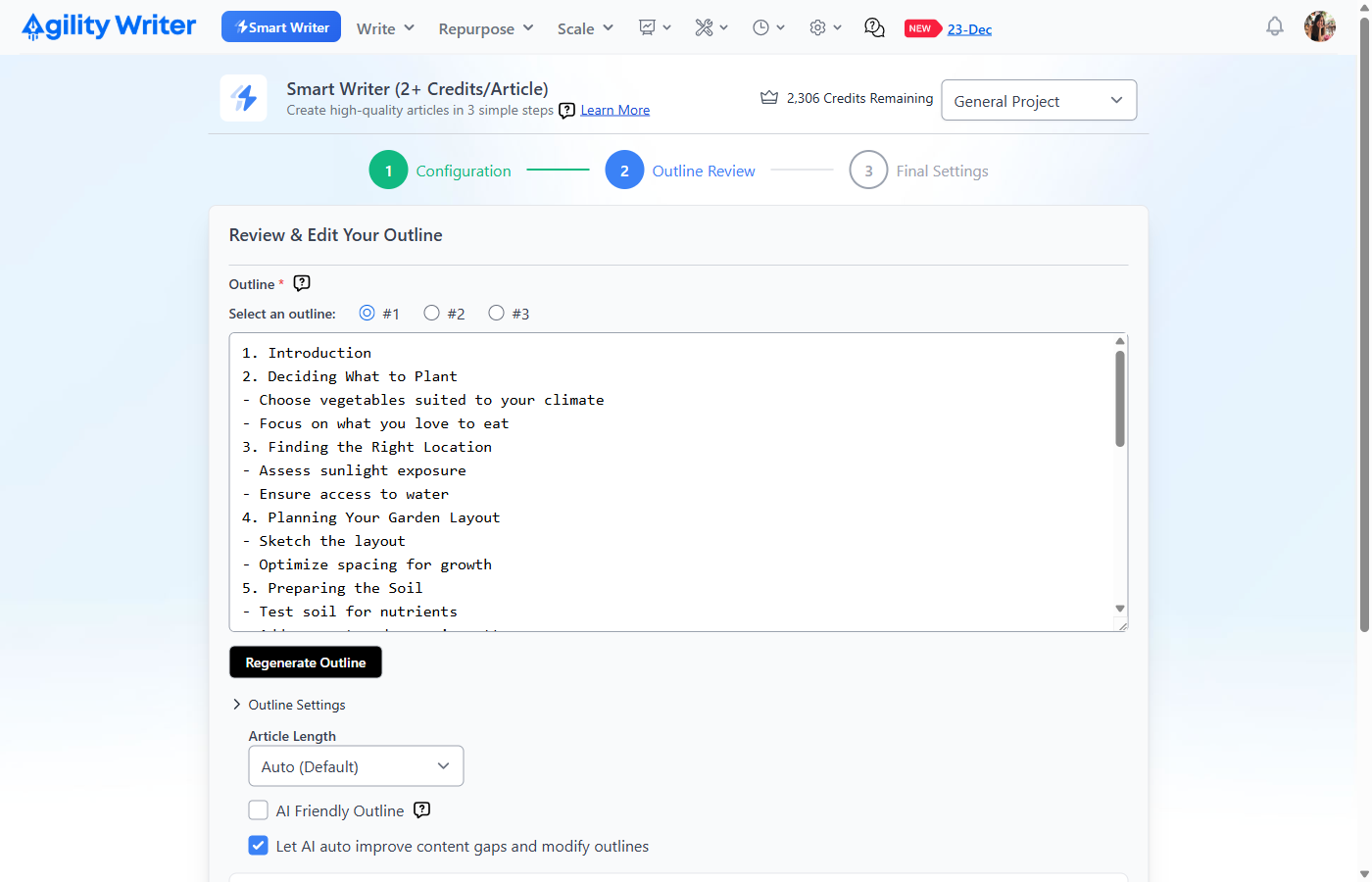 Smart Writer step 2: Add your topic or title