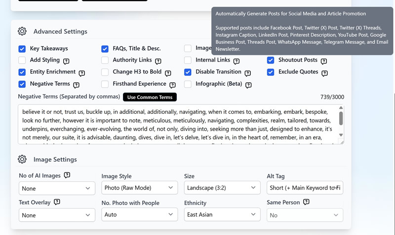 Social Posts step 1: Enable in writing mode