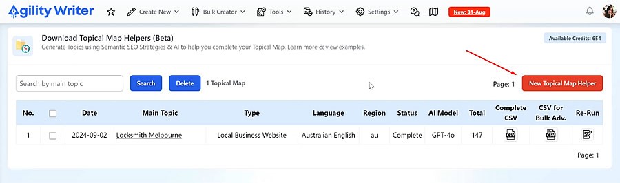 Agility Writer topical map