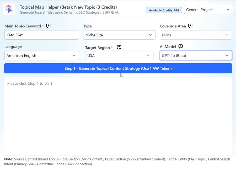 Agility Writer topical map step 1