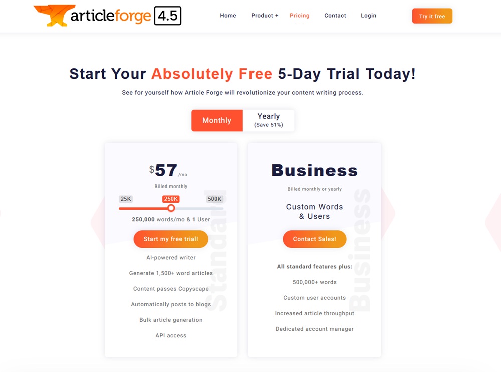 Article Forge pricing