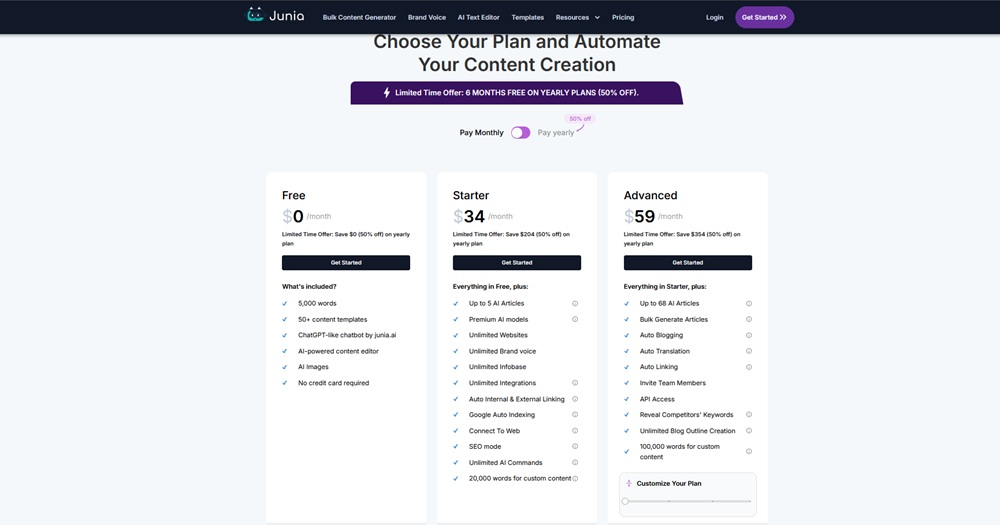 Junia AI pricing