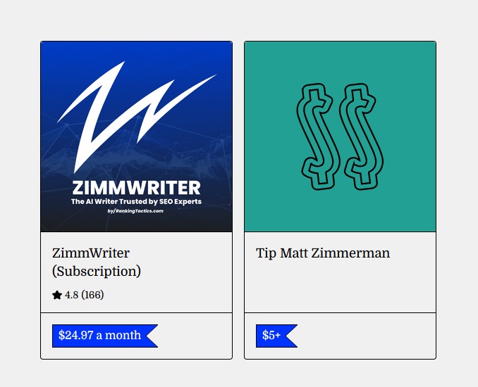 ZimmWriter pricing