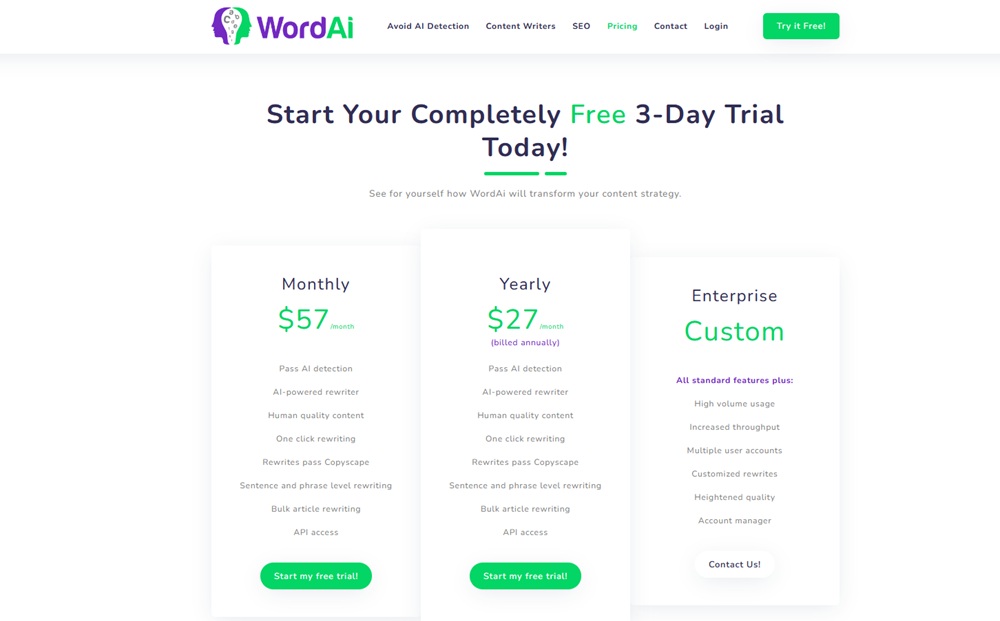 WordAi pricing