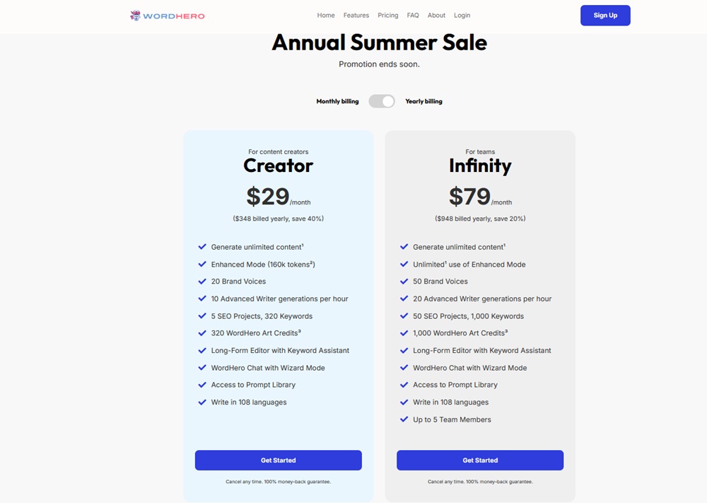 WordHero pricing