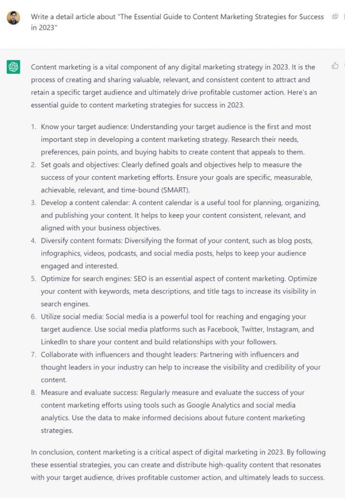 ChatGPT content-marketing article result, 350 words