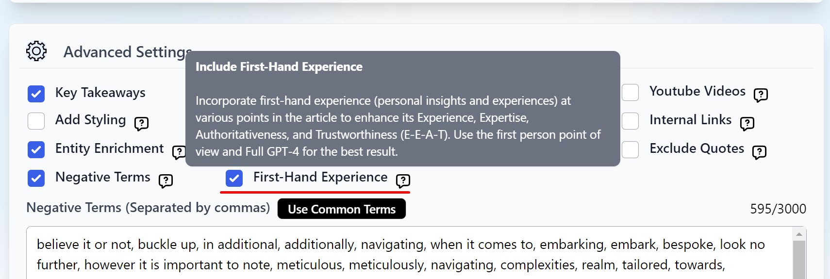 First-hand experience option