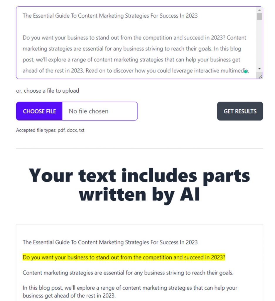 Agility Writer GPTZero result part 1
