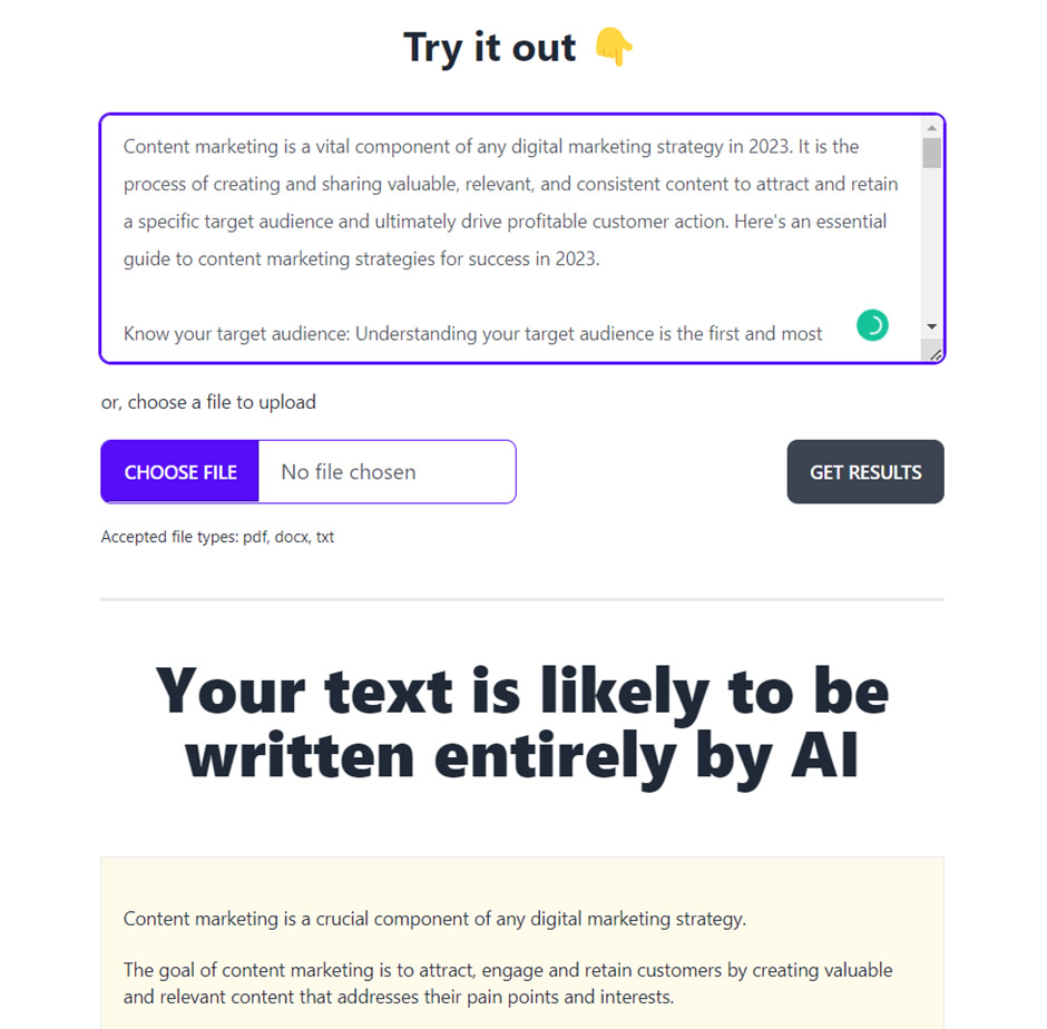 ChatGPT GPTZero result part 1