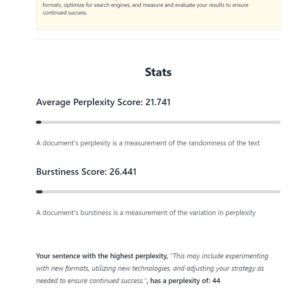 ChatGPT GPTZero result part 2