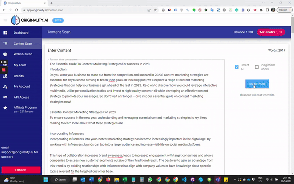Agility Writer 93% original on Originality.ai