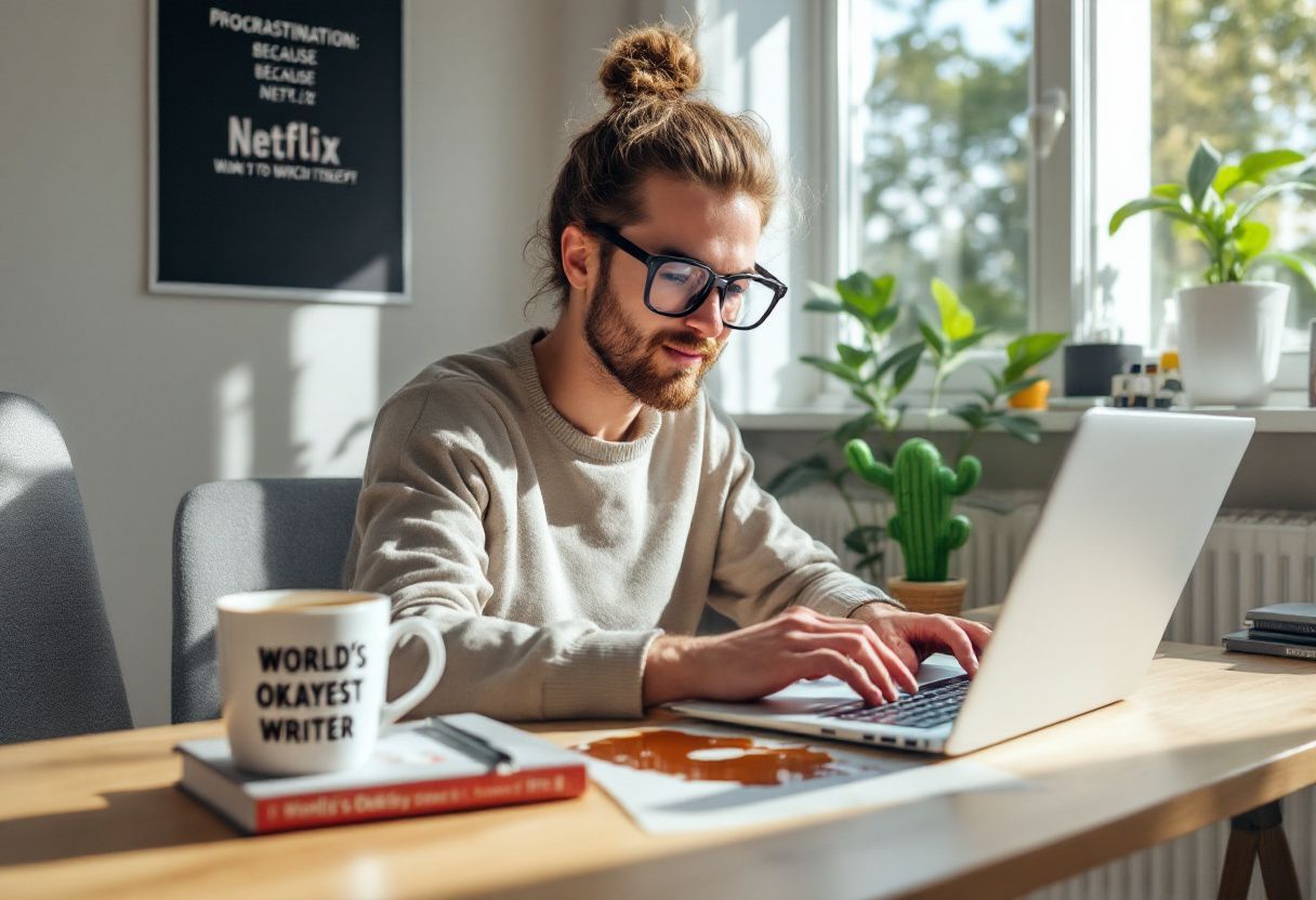 A writer at a modern desk