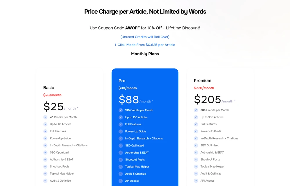 Agility Writer pricing