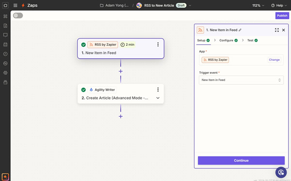 Zapier Integration workflow detail