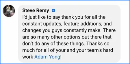 Agility Writer customer review screenshot from Steve